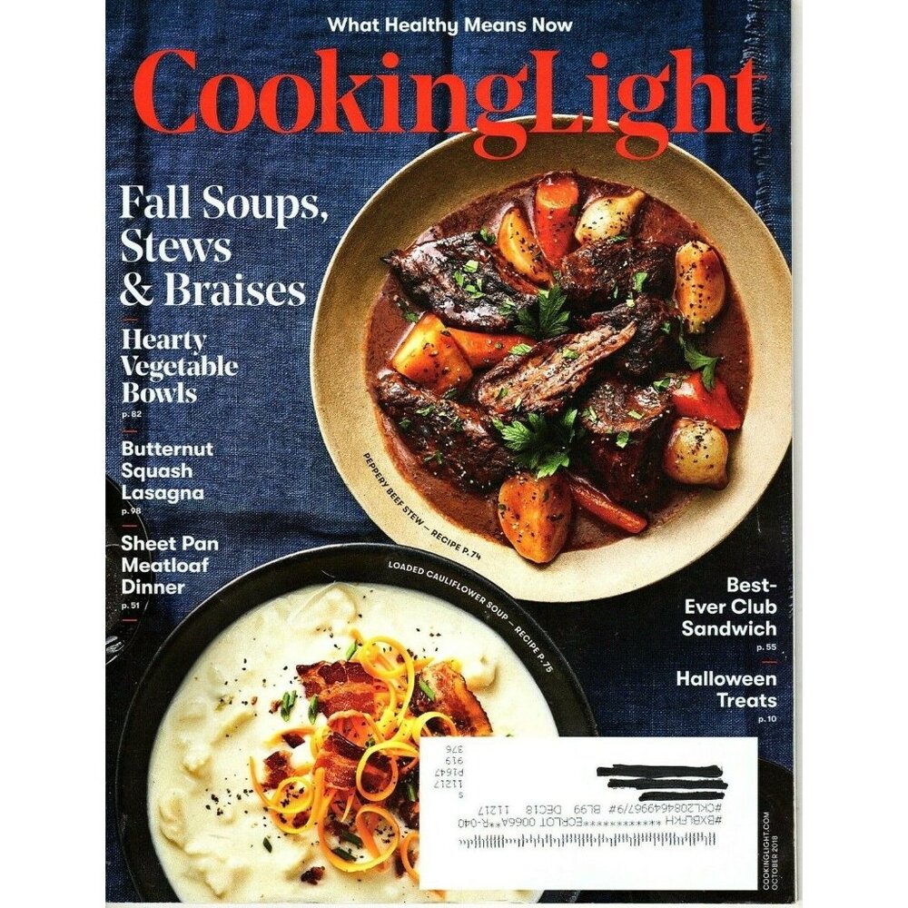 Cooking Light Magazine October 2018 Fall Soups, Stews and Braises